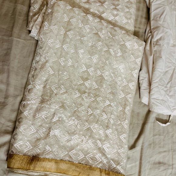 Lucknowi thread Embroidered Saree with slim Petticoat - Picture 10 of 15